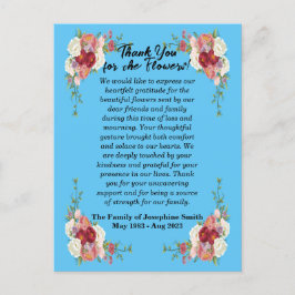 Bedankkaartje voor het sturen van bloemen na overl briefkaart