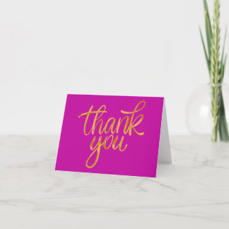 Bedankkaartjes Fancy Gouden Schrift Hot Pink Bedankkaart