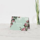 Bedankkaartjes Huwelijk, Trellis Roos Vintage Bedankkaart (Voorkant)