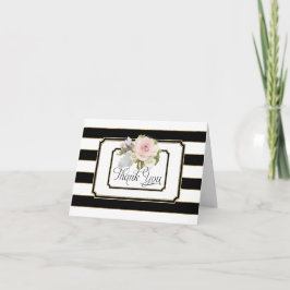 Bedankkaartjes Roos Art Deco Bloem Strepen Bedankkaart