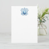 Bedankkaartjes Stofblauwe Wapen en Monogram Bedankkaart (Staand voorkant)