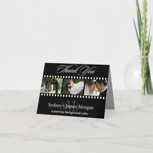 Bedankkaartjes, trouwfoto's+monogram bedankkaart (Voorkant)