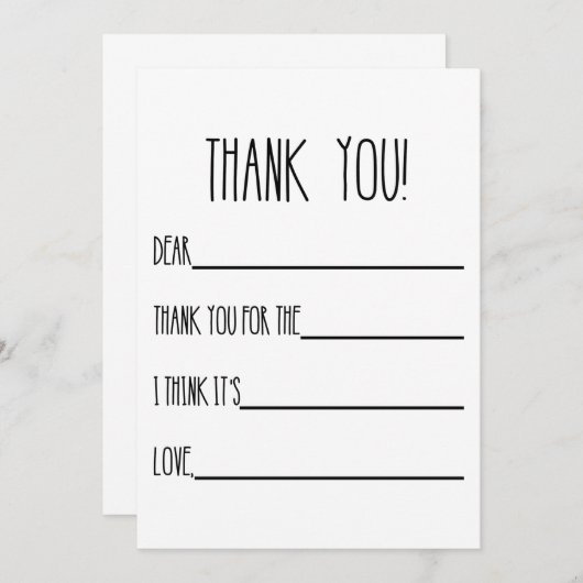 Bedankkaartjes voor kinderen bedankkaart (Voorkant / Achterkant)