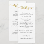 Bedankmenu kaart, Ontvangstmenu Bedankt Menu (Voorkant / Achterkant)