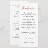 Bedankmenu kaart, Ontvangstmenu Bedankt Menu (Voorkant / Achterkant)