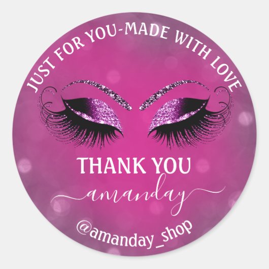 Bedanknaam Boutique wimpers Shop Pink Berry Ronde Sticker (Voorkant)