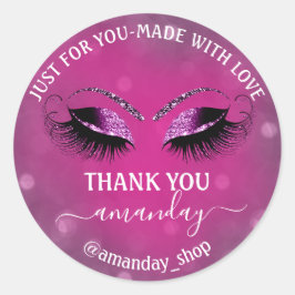 Bedanknaam Boutique wimpers Shop Pink Berry Ronde Sticker
