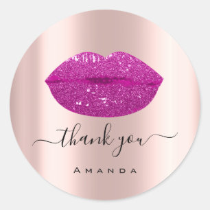 Bedanknaam Sweet16th Bridal Pink Berry Lips Ronde Sticker