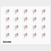 Bedanksticker met rode hart ronde sticker (Vel)