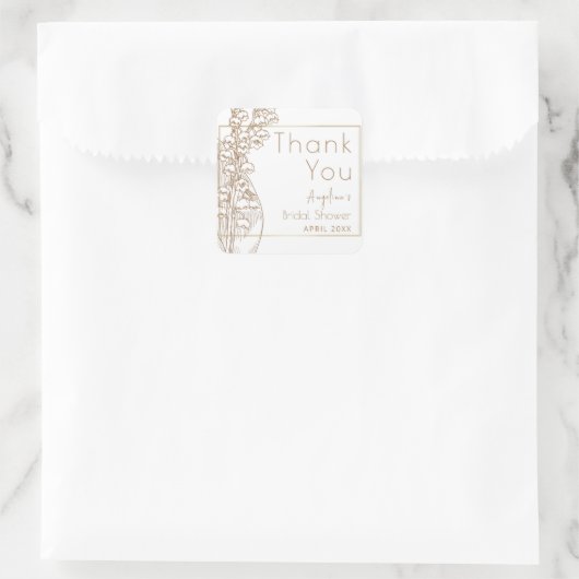 Bedanksticker voor bruidsfeest. vierkante sticker (Tas)