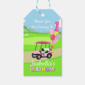 Bedankt 1e verjaardag Polka Dot Pink Girly Golf Cadeaulabel (Voorkant)