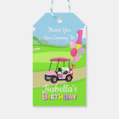 Bedankt 1e verjaardag Polka Dot Pink Girly Golf Cadeaulabel (Achterkant)