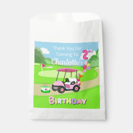 Bedankt 2e verjaardag Polka Dot Pink Girly Golf Bedankzakje