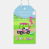 Bedankt 2e verjaardag Polka Dot Pink Girly Golf Cadeaulabel (Voorkant)