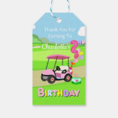 Bedankt 2e verjaardag Polka Dot Pink Girly Golf Cadeaulabel (Achterkant)
