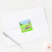 Bedankt 2e verjaardag Polka Dot Pink Girly Golf Vierkante Sticker (Envelop)