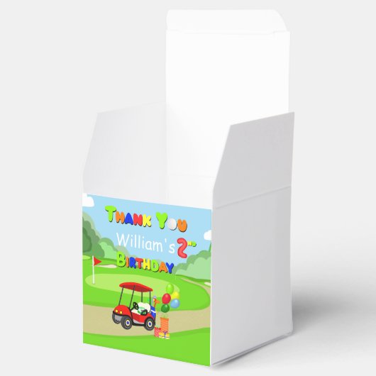 Bedankt 2e verjaardag rode golfkar jongen bedankdoosjes (Geopend)