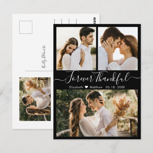 Bedankt 3 Foto Collage Weddenschap Bedankt Briefkaart (Voorkant / Achterkant)