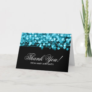 "Bedankt" 60e verjaardagsfeest Sparkles Turquoise Bedankkaart
