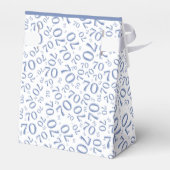 Bedankt 70e verjaardag blauw / wit getallenpatroon bedankdoosjes (Achterkant)