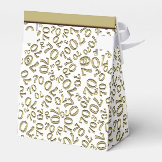 Bedankt 70e verjaardag Goud/Wit Getal Patroon Bedankdoosjes (Achterkant)