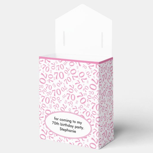 Bedankt 70e verjaardag Roze/Wit nummer Patroon Bedankdoosjes (Geopend)