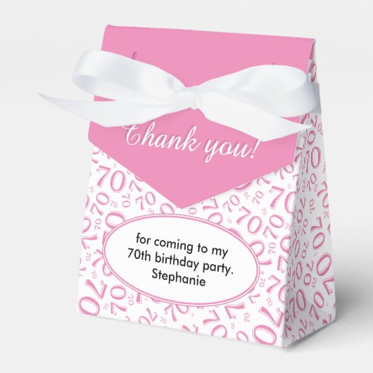 Bedankt 70e verjaardag Roze/Wit nummer Patroon Bedankdoosjes (Voorkant Zijde)