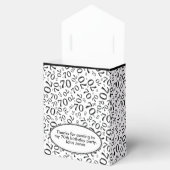 Bedankt 70e verjaardag zwart/wit nummerpatroon bedankdoosjes (Geopend)