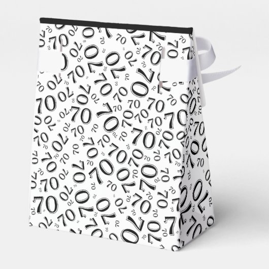 Bedankt 70e verjaardag zwart/wit nummerpatroon bedankdoosjes (Achterkant)