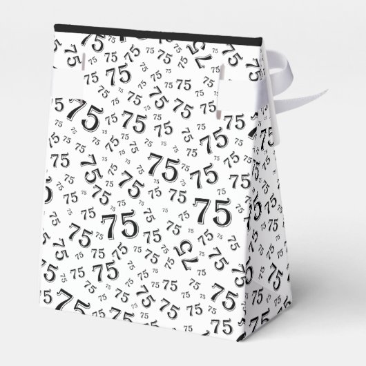 Bedankt 75e zwart/wit willekeurig nummerpatroon bedankdoosjes (Achterkant)