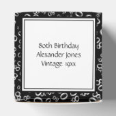 "Bedankt" 80e verjaardag zwart nummer patroon Bedankdoosjes (Bovenkant)