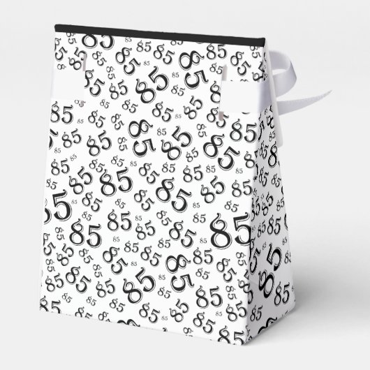 Bedankt 85e zwart/wit willekeurig getallenpatroon bedankdoosjes (Achterkant)