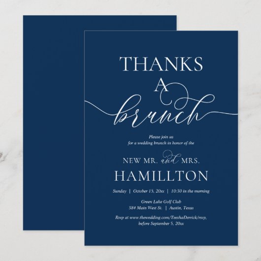 Bedankt a Brunch, Navy Blue Kaart (Voorkant / Achterkant)