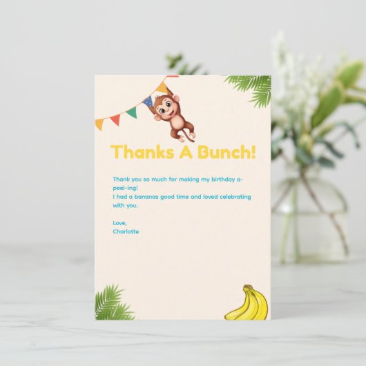 Bedankt a Bunch - Banaan en Aap Bedankt Card (Staand voorkant)