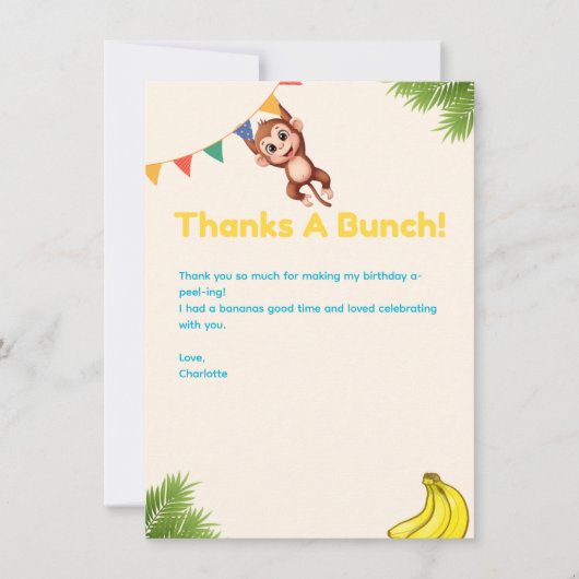 Bedankt a Bunch - Banaan en Aap Bedankt Card (Voorkant)