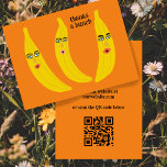 BEDANKT A BUNCH Funny Bananas BESTELLEN BEDANKT QR Visitekaartje<br><div class="desc">Bekijk deze lieve en kleurrijke kunst, met de hand gemaakt door mij voor jou! Voeg je eigen tekst toe aan de voor- en achterkant van deze grappige bedankpas. Perfect om mee te nemen bij bestellingen van klanten. Voeg je eigen tekst toe aan de achterkant en je eigen website aan de...</div>