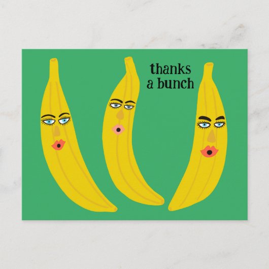 BEDANKT A BUNCH Funny Bananas Dank u wel Briefkaart (Voorkant)