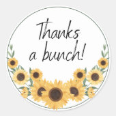 Bedankt a Bunch Zonnebloem Dank u Ronde Sticker (Voorkant)