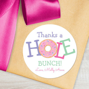 Bedankt a Hole Bunch Donut Birthday Party Favor Ronde Sticker