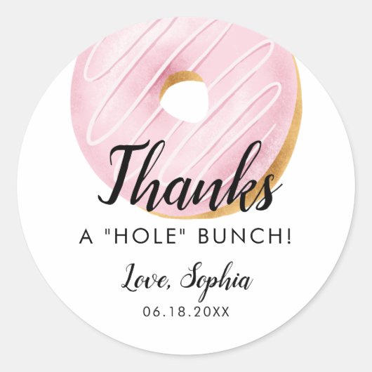 Bedankt A HOLE Bunch Donut Verjaardagsfeestje Favo Ronde Sticker (Voorkant)