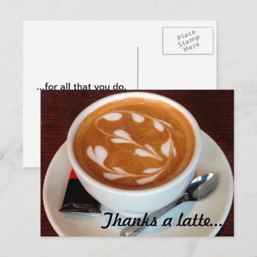 Bedankt A Latte Art Hearts Briefkaart (Voorkant / Achterkant)