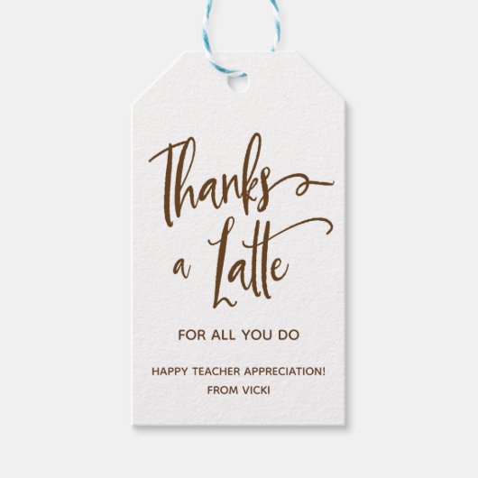 Bedankt a Latte | Beleraar waardestijging | Dank u Cadeaulabel (Voorkant)