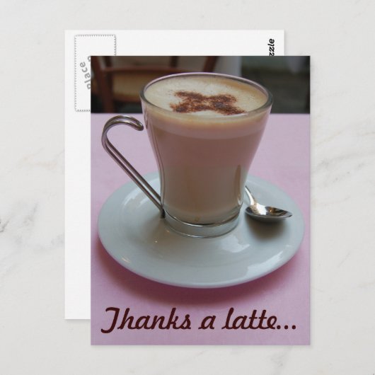 Bedankt a latte briefkaart (Voorkant / Achterkant)