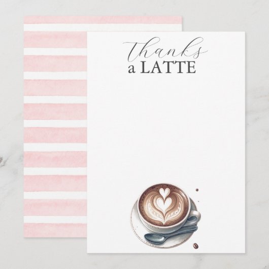 Bedankt A Latte Coffee Lover Notecards Notitiekaartje (Voorkant / Achterkant)