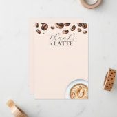Bedankt A Latte Coffee Lover Notecards Notitiekaartje (Voorkant / Achterkant in situ)