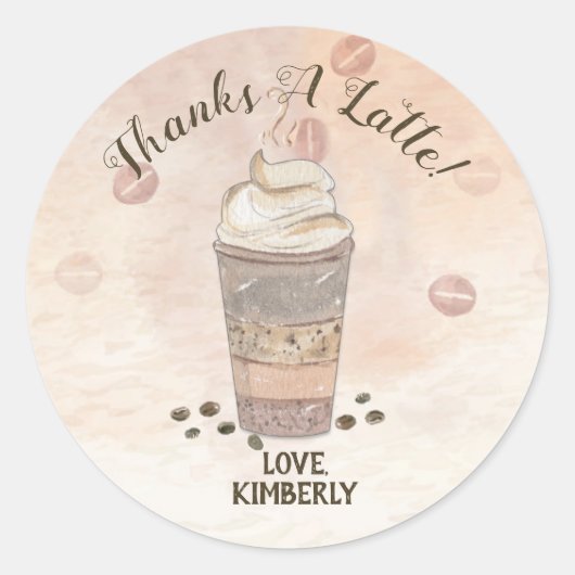 Bedankt a Latte Coffee Ronde Sticker (Voorkant)