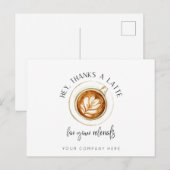 Bedankt a Latte for Referals Real Estate Briefkaart (Voorkant / Achterkant)