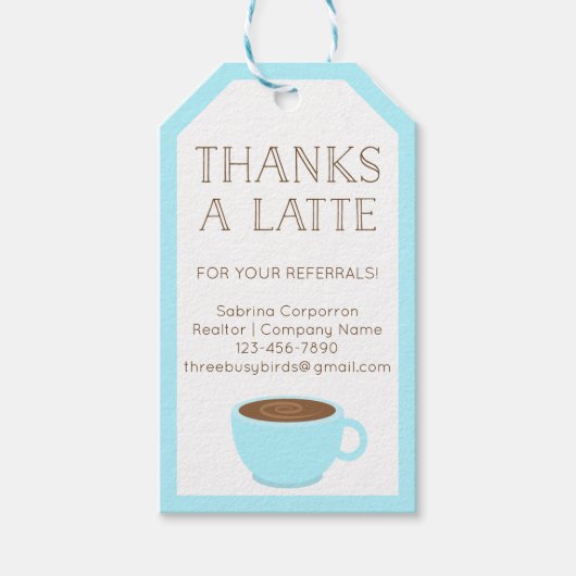 Bedankt A Latte | Realtor | Leerlingenwaardering Cadeaulabel (Voorkant)