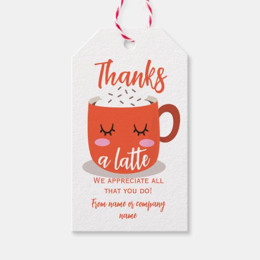 Bedankt A latte Sinaasappel Cadeaulabel (Voorkant)