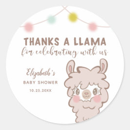 Bedankt A Llama Baby shower Favor Ronde Sticker
